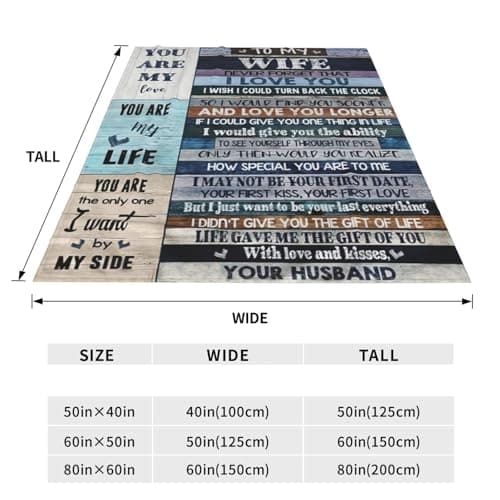 Gifts for Wife to My Wife Blanket for Wife Anniversary Birthday Gifts Christmas Valentine's Mother's Day (50"x40")
