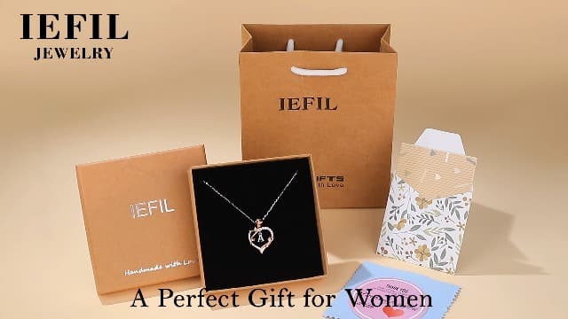 Iefil Christmas Gifts for Women Wife - 925 Sterling Silver Heart Initial Necklace, Anniversary Birthday Gifts for Women, Jewelry Gift for Wife Girlfriend Mom