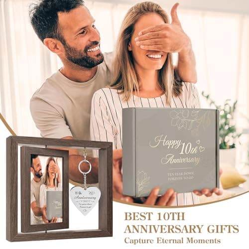 10 Year Anniversary Picture Frame Gifts for Couple 10 Year Anniversary Decorations Gifts for Wife 10 Year Gift Anniversary Customized Photo Frame Happy 10th Aniversario Decorations Gift for Him