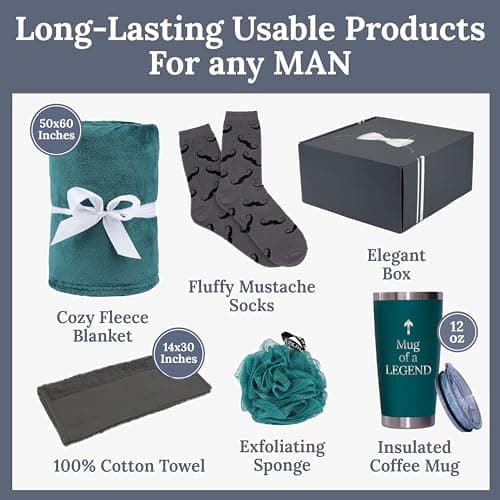 GOLDMUS Gift Basket for Men – Funny Birthday Basket for Men, Luxury Gift Box for Appreciation or Thank You, Celebration Surprise Set, Unique Mens Gift Basket Idea for Relaxation and Thoughtful Moments