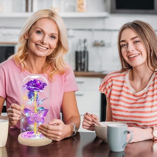 QUNPON Mothers Day Rose Gifts for Mom Flowers Rose Gifts for Women,Birthday Gifts for Women,Purple Butterfly Flowers for Mom Mother Day Flower Gifts from Daughter Son,Gift for Sister,Her,Grandma,Wife