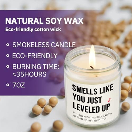 Promotion Gifts for Women Men, New Job/Parents Candle, Congratulations Gift for Women, Funny Congrats Gift for Coworker, Gamer, Friend, Boss, Teacher, Nurse, Handmade, 7oz