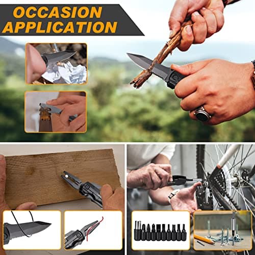 Gifts for Men - 6-in-1 Gift Set with Stainless Steel Tumbler,Multi-Tool Knife,LED Gloves & Tool Pen Keepsake Box | Last Minute Birthday, Father's Day Anniversary Box Gifts for Dad,Husband
