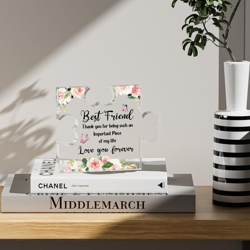 Best Friend Birthday Gifts, Friend Gifts for Long Distance, Friend Birthday Gifts for Women, Acrylic Puzzle Plaque Gifts for Friend on Mothers Day -2.8 * 3.3in