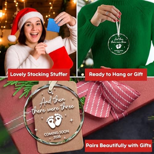 Gifts for Expecting Parents - Expecting Parents to Be Unique Gifts - Baby Pregnancy Announcement Gift Ideas for Husband, Family - Baby Ornament 2026 - Baby Pregnancy Announcement - Glass Ornament