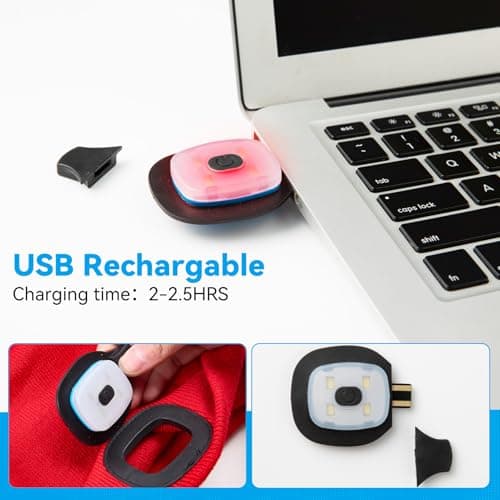 Christmas Stocking Stuffers for Men Adults, Beanie Hats with Light, USB Rechargeable LED Hand Free Headlamp, Birthday Gifts for Men, Women, and Teens, Ideal for Camping, Hiking, Red