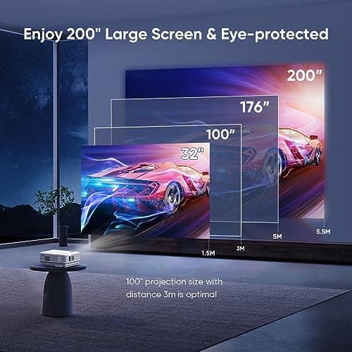 Projector with WiFi and Bluetooth, Upgrade Outdoor Projector, Mini Movie Projector Supports 1080P Synchronize Smartphone Screen by WiFi/USB Cable for Home Entertainment