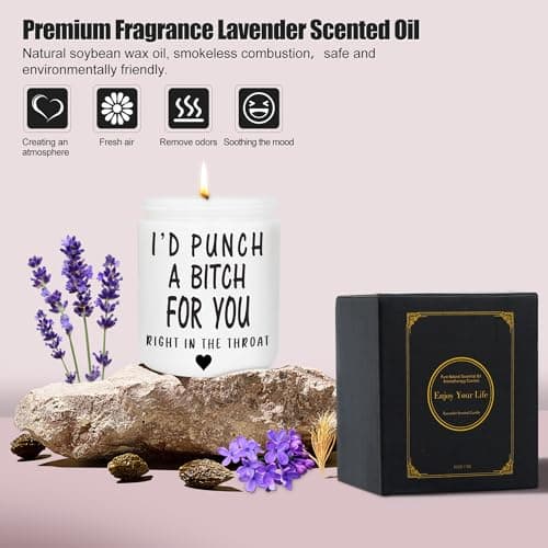 Best Friends Gifts for Women, Christmas Gifts for Friends Women Unbiological Sister Gifts - 7oz Funny Candle Lavender - Christmas Birthday Presents for Her Female Bestie