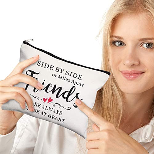 Weewooday 5 Pcs Friend Gifts Cosmetic Bags Friendship Makeup Bags for Women Party Favors, Long Distance Friendship, Side by Side Friends Gift, Girls Weekend Gifts for Birthday Teacher