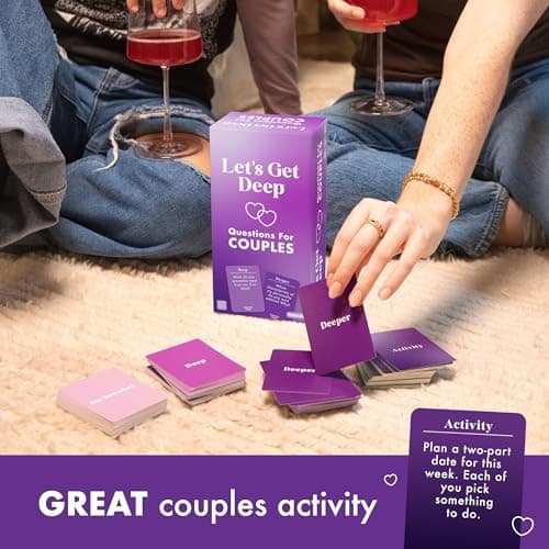 Let's Get Deep by Relatable, A Question Card Game for Couples, Great for Date Night Ideas, Holiday Couples Gifts, and Long Distance Relationship Gifts, Includes 200 Cards to Build Up Intimacy