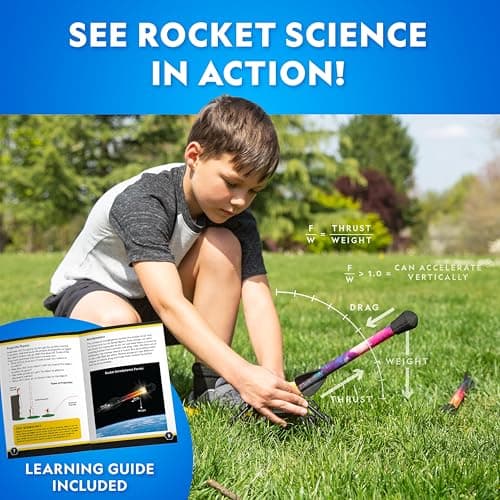 National Geographic Air Rocket Toy – Ultimate LED Rocket Launcher for Kids, Jump and Launch The Light Up, Air Powered, Foam Tipped Rockets up to 100 Feet