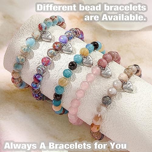 Stocking Stuffers for Teens, Christmas Gifts for Mom from Daughter Beaded Bracelets for Women Teen Girl Gifts Adjustable Charm Link Bead Birthday Graduation Gift for Her Girlfriend Sister