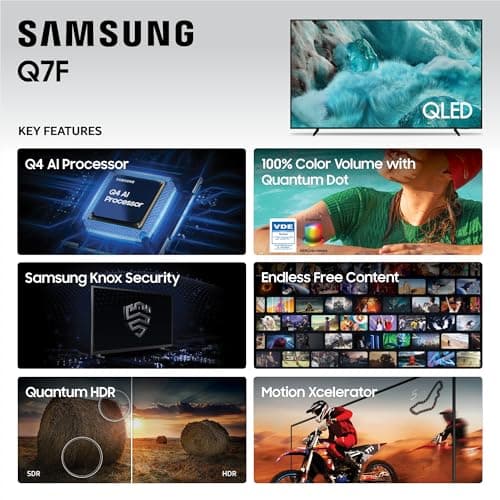 Samsung 65-Inch Class QLED Q7F Series Samsung Vision AI Smart TV (2025 Model, 65Q7F) Quantum HDR, Object Tracking Sound Lite, Q4 AI Gen1 Processor, 4K upscaling, Gaming Hub, Alexa Built-in