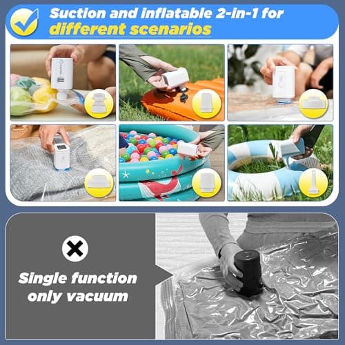 Saker Vacuum Storage Bags with Electric Pump, Space Bags Vacuum Storage Bags, 2-in-1 Pumping and Inflation, 15 Pack (3 Jumbo,3 Large,3 Medium,3 Small,3 Roll Up Bags) for Clothes, Bedding, Travel