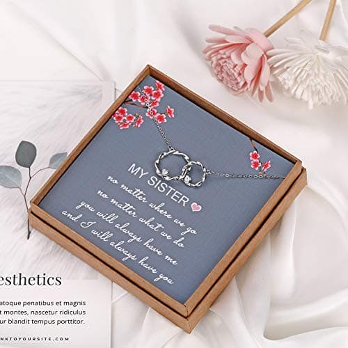 Sister Gifts from Sister, Sterling Silver Interlocking Infinity 2 Circles Necklace for Sisters, Big Sister Little Sister Gift, Birthday Jewelry Friendship Gifts