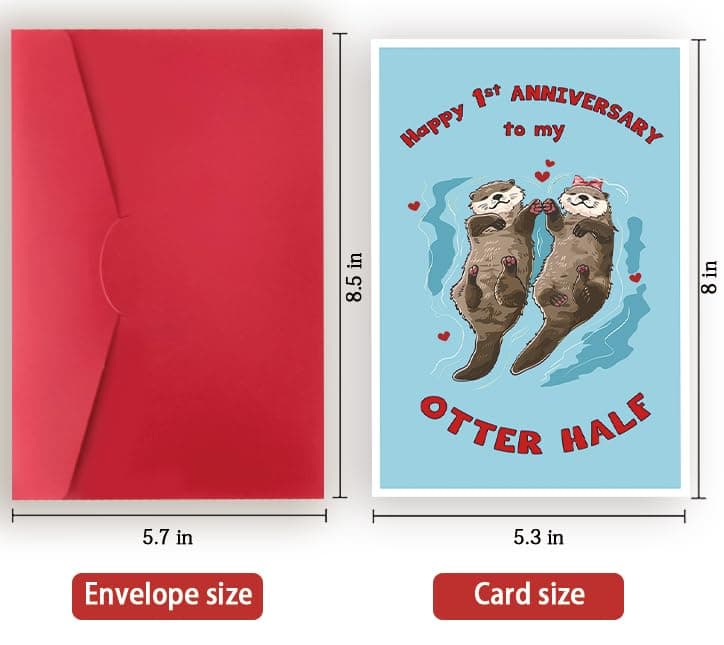 Happy 1st Anniversary Card Gift for Husband,Wife,First Anniversary Card for Boyfriend or Girlfriend,Romantic One Year Wedding Anniversary Card for Women Men Him Her