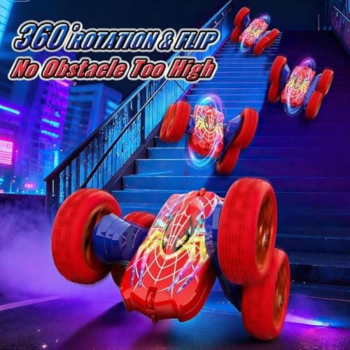 360°Flip Remote Control Car Toys for 3-12 Boy Toys, 4WD RC Cars Double-Sided with Glowing Hero Eyes & Legs, 2.4GHz Drift RC Stunt Race Car, Christmas Birthday Gifts for Boys Age 3 4 5 6 7 8 9 10 11 12