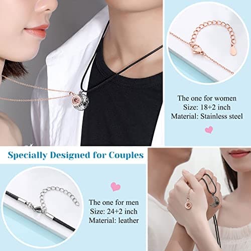 UPROMI Couple Necklace for Boyfriend/Girlfriend/Husband/Man/Soulmate, Anniversary Christmas Birthday Wedding Gifts for Him Her