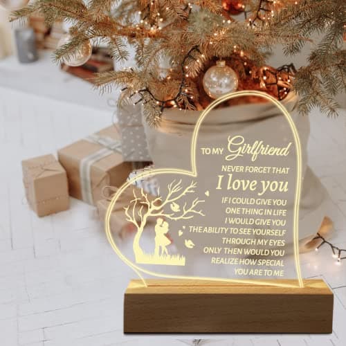 Hiipeenow Valentines Day Gifts for Girlfriend, to My Girlfriend Acrylic Engraved Night Light 15 * 19CM Presents, Birthday Anniversary Christmas Valentines Day Gifts for Girlfriend