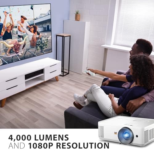 ViewSonic PA503HD 4000 Lumens High Brightness Projector with 1.1x Optical Zoom, USB, and HDMI inputs for Home and Office