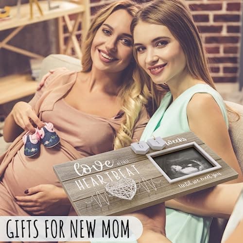 Baby Sonogram Picture Frame with Countdown Weeks - Standard 4"x3" Ultrasound Photo - Pregnancy Announcements Ideas - Gender Reveal Baby-Shower Gift - New Mom Expecting Parents to Be Keepsake Gifts