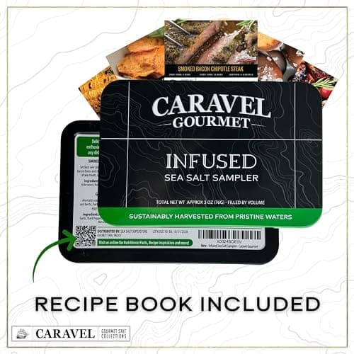 Infused Sea Salt Sampler Set, Finishing Salt for Seasoning, Gourmet Cooking Gift and Spice Variety Pack for Special Occasions, 0.5 oz x Bundle of 6 Flavored Salts - Caravel Gourmet Salt