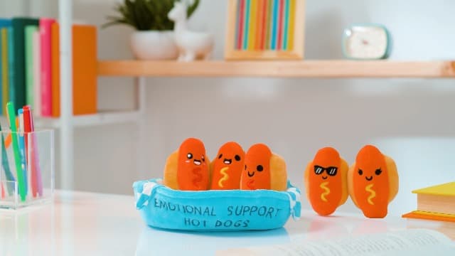 Emotional Support Fries by Relatable, Cuddly Stuffed Animals and Toys, Squishy Toys and Plushies, Great Gift Ideas for Loved Ones of All Ages, Includes 5 Plushies with Carrying Basket