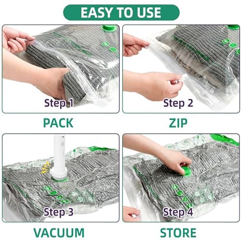 Travel Vacuum Storage Bags with Portable Electric Pump, 12 Pack Travel Vacuum Bags for Clothes, Vacuum Seal Compression Bags for Luggage and Suitcase