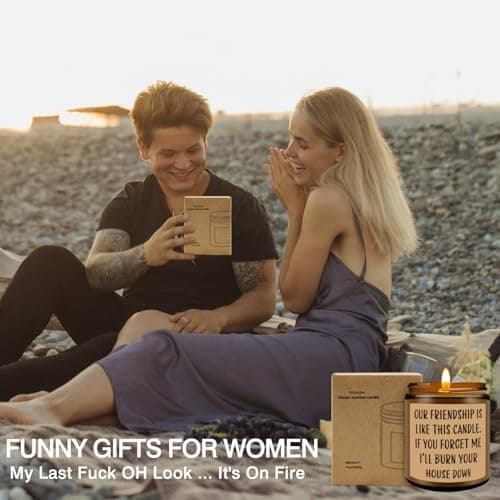 Homsolver Friends Birthday Christmas Gifts for Women, Friend Funny Scented Soy Candles Gift, Our Friendship Candle Premium Lavender Scent