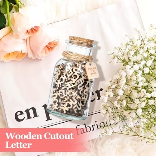 Birthday Gag Gifts for Women Men Adults Her Him, Jar of Wooden Cutout Letter Piece (5oz) - White Elephant Gifts for Friend Coworker Funny Presents Ideas for Christmas Valentines Anniversary Retirement