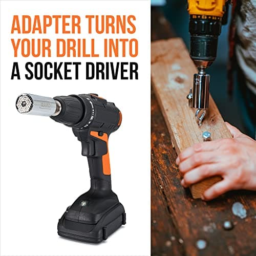 RAK Super Universal Socket Tool, 7-19mm Universal Socket Wrench Set, Gator Grip with Power Drill Adapter Set, Stocking Stuffer, Ideal Cool Gadgets Stuff for Birthday Gifts for Men Dad Husband