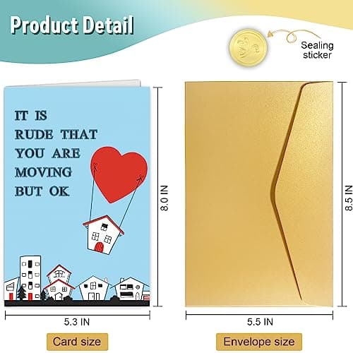 Spercy Funny Moving Card, Congrats New House Card, Housewarming Card, Going Away Gift, Funny Card for Neighbor, It's Rude That You're Moving But OK