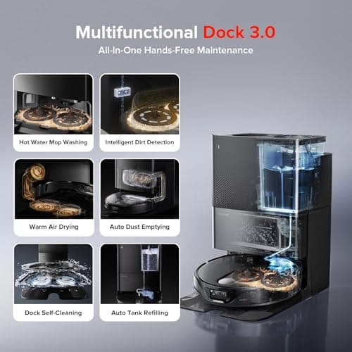 roborock Qrevo Slim Robot Vacuum and Mop Combo, 8.2cm Ultra-Slim, 3D Sensing Tech, Advanced Obstacle Recognition, 11,000Pa Suction, FlexiArm Side Brush & Mop, Auto Mop Washing & Drying, Self-Emptying