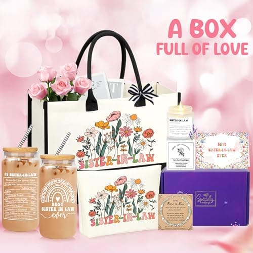 Sister In Law Gifts, Christmas Birthday Mothers Day Unique Gifts for Sister In Law Basket Set of 6