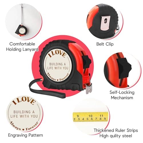 Gossby Gift for Husband, Boyfriend - I Love Building A Life with You Tape Measure - Christmas, Valentines, Anniversary Tool Gift for Him - Men Gift for Husband, Boyfriend from Wife, Girlfriend