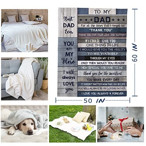 Yamco Dad Birthday Gifts Blanket - Dad Gifts from Daughter Christmas 60"x50" Blankets - Father Birthday Gifts for Dads Who Wants Nothing - Fathers Day Presents from Son - Best Daddy Ever Gift Ideas