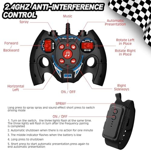 RC Stunt Car, Gesture Sensing RC Cars for Boys Girls, 2.4GHz 4WD Remote Control Car with 360° Rotating, Lights, Music, Spray, Toy Cars for Kids Age 6 7 8 9 10 11 12 Year Old Birthday Gifts