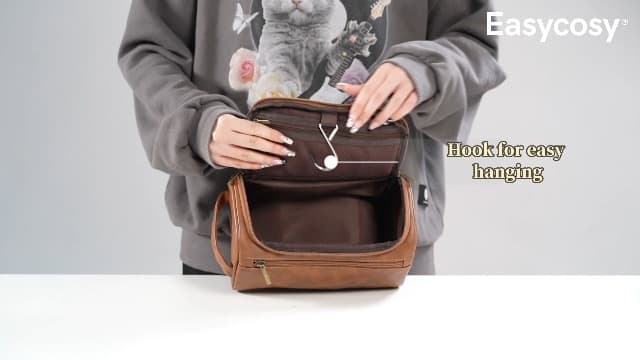 Easycosy Personalized Toiletry Bag for Men, Engraved with Pattern & Text, PU Leather Men's Toiletry Bag for Traveling, Father's Day Memories Gifts for Him Men Boyfriend Husband