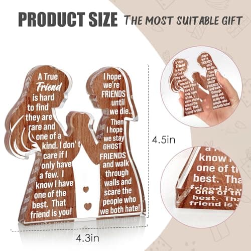 Friend Birthday Gifts for Women Friendship Best Friend Soul Sister Female Bestie BFF, Mothers Day Christmas Valentines Gifts Friends Forever Inspirational Cheer up Thank You Friend Plaque