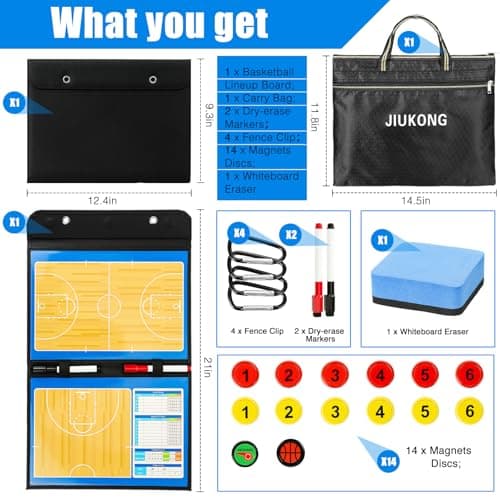 Magnetic Basketball Coaching Board – Portable Dry Erase Whiteboard with Fence Clip, Magnets & Carry Bag, Foldable Basketball Clipboard for Coaches, Ideal Coach Gift