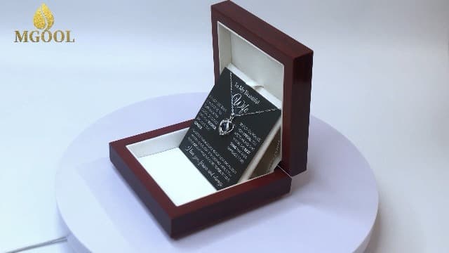 Wife Necklace From Husband To My Wife Necklace Soulmate Necklace For Women Future Wife Jewelry Birthday Christmas Valentine's gifts For Girlfriend Message Card & LED Box