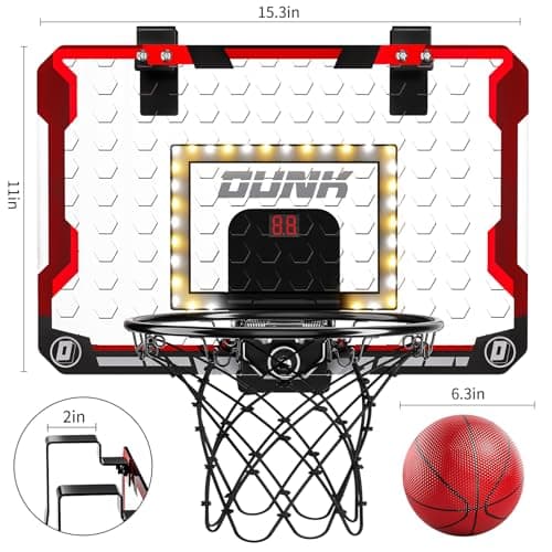 TEMI Indoor Basketball Hoop for Kids, Door Room Basketball Hoop,Mini Basketball Hoop with 4 Balls, Basketball Toys for 3 4 5 6 7 8 9 10 11 12 Year Old Boys