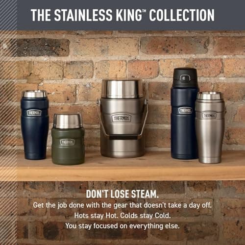 THERMOS Stainless King Vacuum-Insulated Drink Bottle, 24 Ounce, Matte Steel