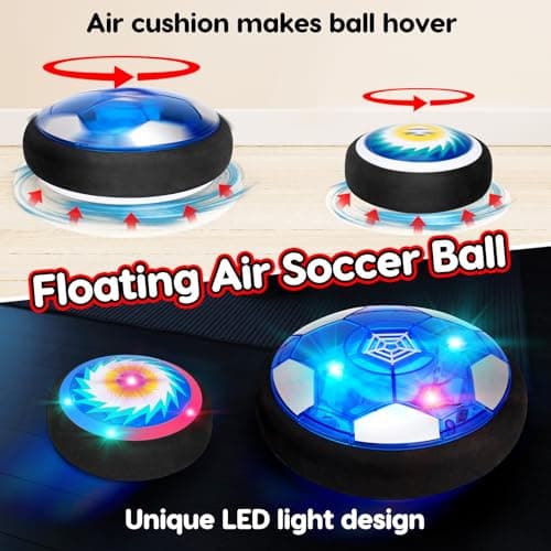 3 in 1 Hover Soccer Ball Toddler Hockey Set with LED Lights Indoor Toys for Kids Soccer Gift for Boys 6-8 8-12 Kids Sports Soccer Games 3 4 5 6 7 8 Year Old Boy Age 4-8 Birthday Gift
