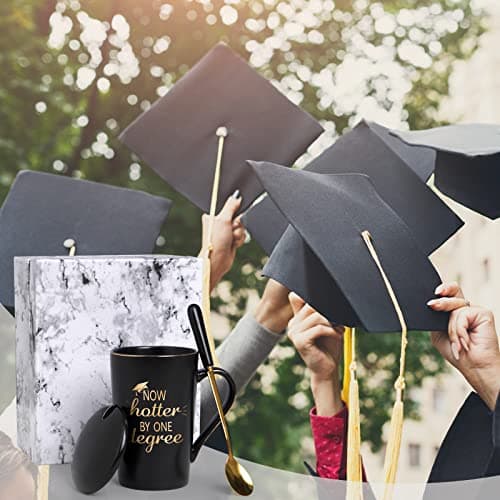 YHRJWN - Graduation Gifts, Now Hotter By One Degree Coffee Mug, Graduation Gifts for Her Him Girls Friends, Christmas Gifts for Masters Degree Graduates Grad College High School 14 Oz Black