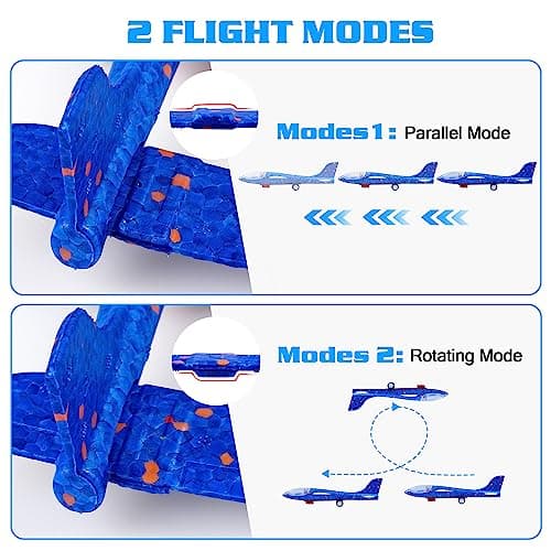 3 Pack Airplane Launcher Toys, 2 Flight Modes LED Foam Glider Catapult Plane, Outdoor Flying Toy for Kids, Birthday Gifts for Boy Girl 6+ Year Old, B-Day Party Supplies