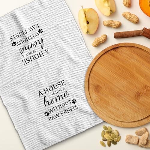 TNUW Dog Themed Gifts Kitchen Towels 16'24', Dogs Mom Gifts for Women, Dog Decorations for The Home, House Warming Gifts New Home, Paw Prints Kitchen Tea Hand Towels,
