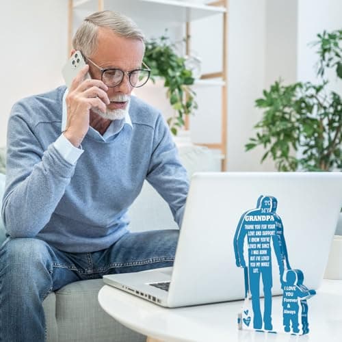 Grandpa Gift from Grandson Christmas Gifts for Granddad, Grandfather Birthday Gifts Idea from Grandson Best Grandpa Ever Gifts to My Grandpa Father's Day Gifts Acrylic Plaque Sign 5.1x3.2in