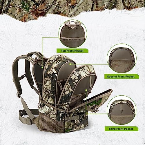 TIDEWE Hunting Backpack with Waterproof Rain Cover, 25L Hunting Pack, Durable Hunting Day Pack for Bow Rifle Gun