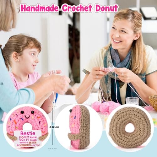 Bestie Gifts for Women Friend - Funny Cute Cool Handmade Knitted Donut for Female Woman Besties Best Friends BFF Soul Sister Coworker Friendship Birthday